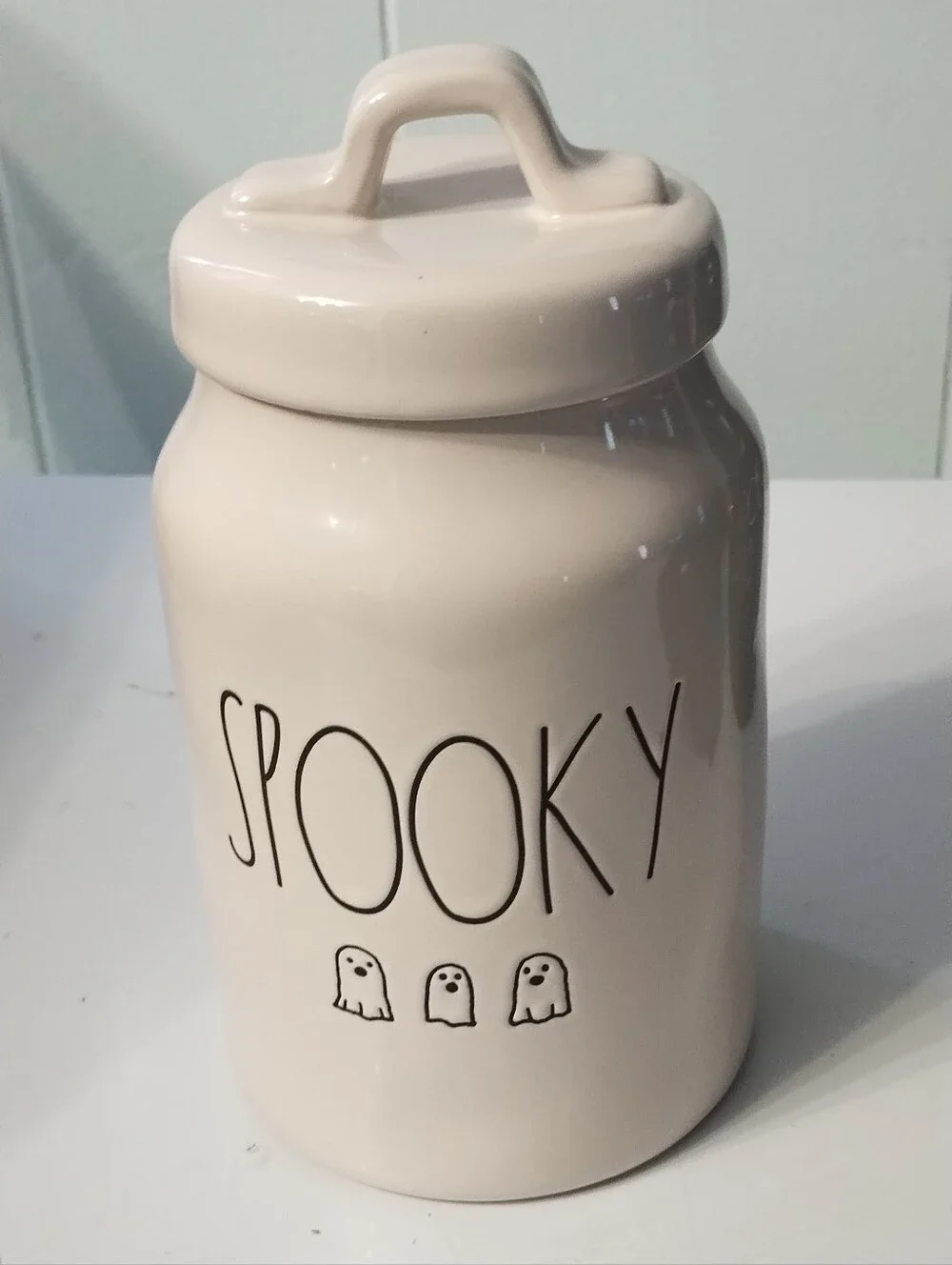 New Rae Dunn Cream Ceramic 'Spooky' Storage Canister with Lid